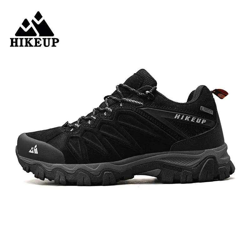 Hikeup Men Leather Hiking Shoes Durable Outdoor Trekking Footwear