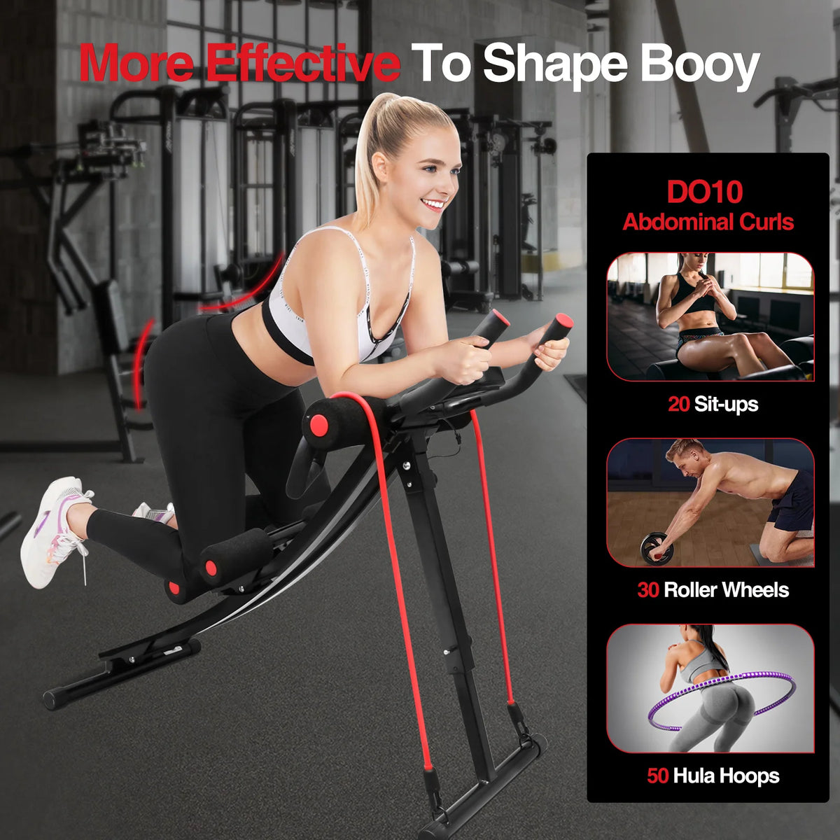 Foldable Ab Machine For Home Gym Core Abdominal Trainer LCD Display Max 440lbs