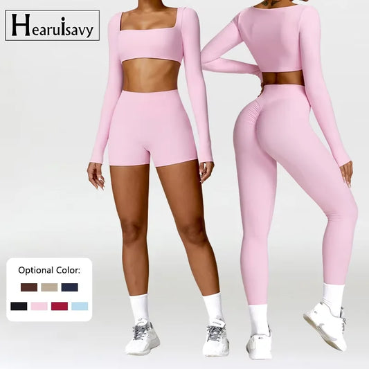 Hearuisavy Women Quick Dry Two Piece Yoga Fitness Athletic Set
