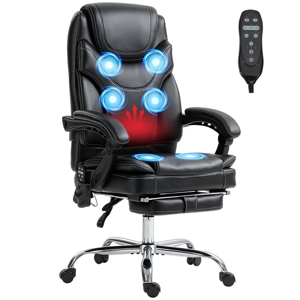 Six Point Vibration Massage Office Chair With Heated Footrest