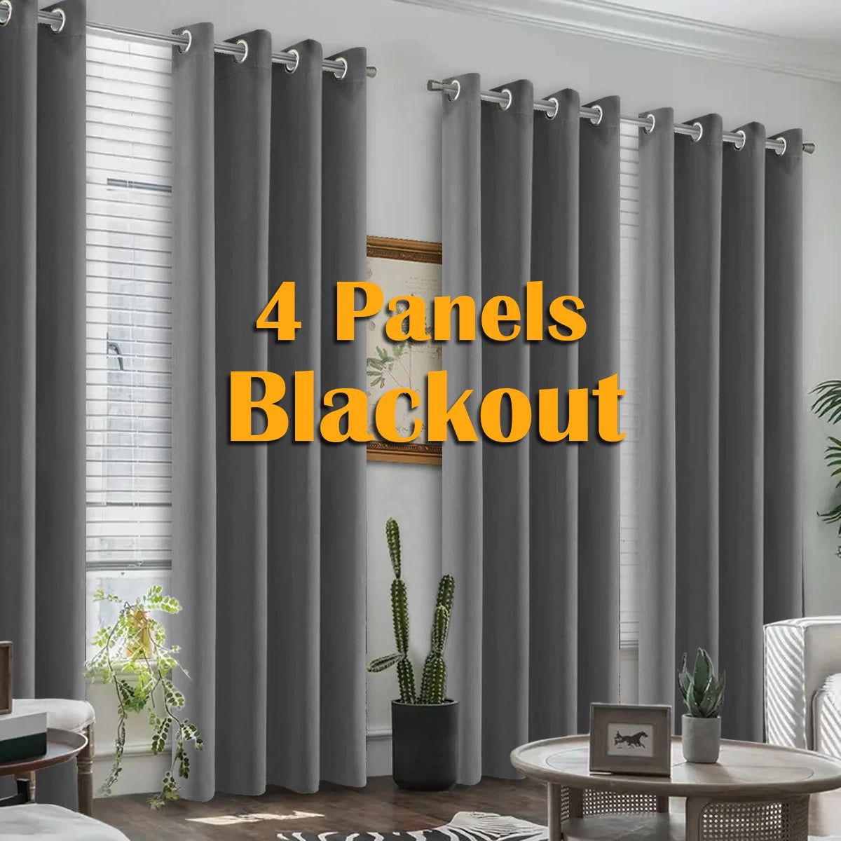 Premium Blackout Curtains With Grommet Top Heat Insulated Window Drapes