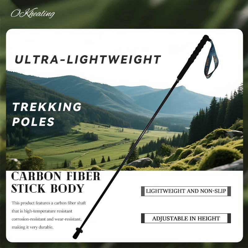 OKHEALING Lightweight Carbon Fiber Telescopic Trekking Poles