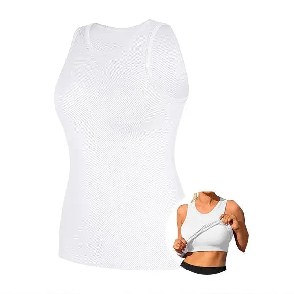 Women Seamless High Neck Workout Tank With Built In Bra