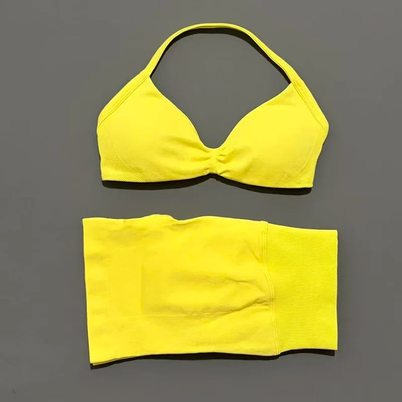 Histello Women Seamless Two Piece Yoga Gym Fitness Set