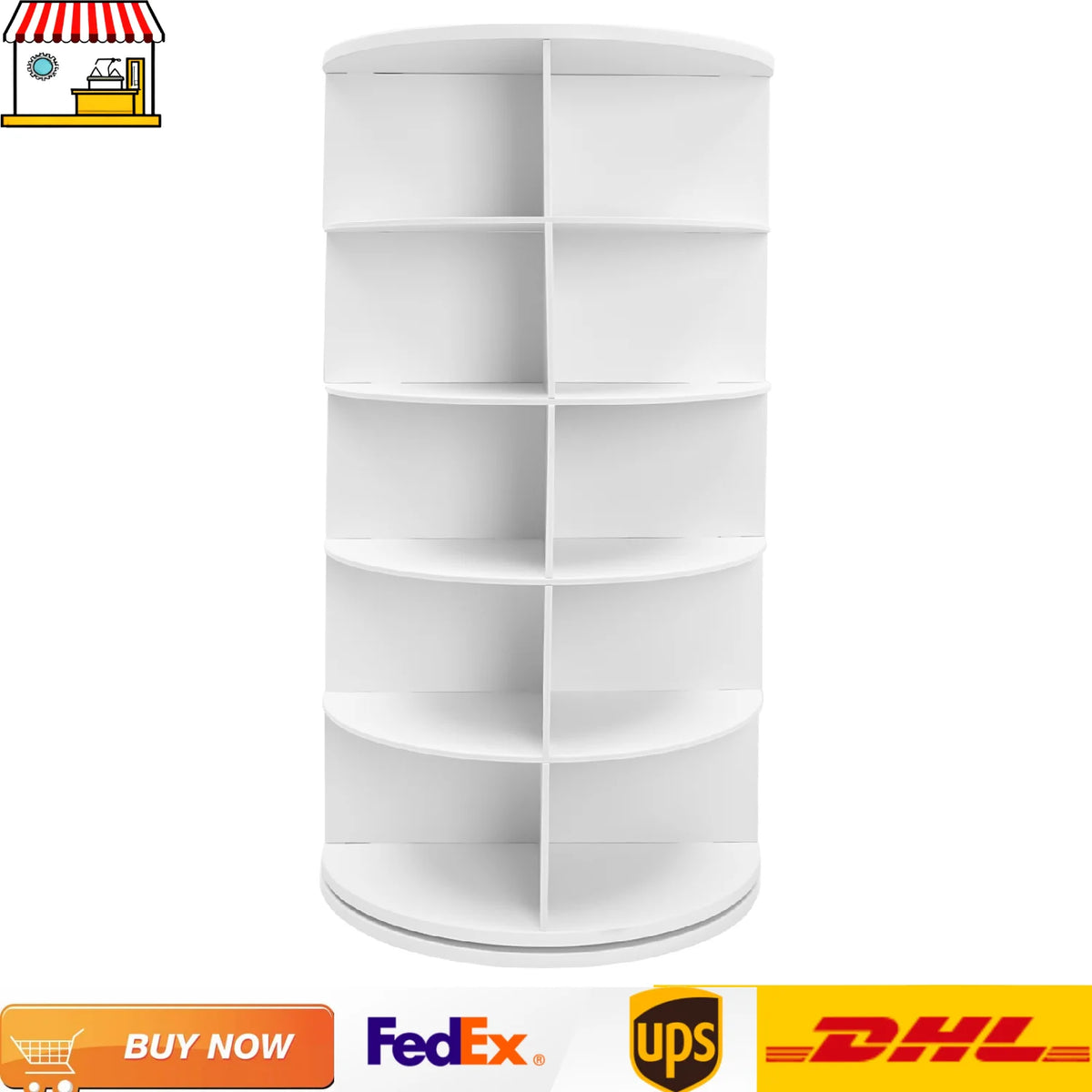 5-Tier Rotating Shoe Rack| Spinning Shoe Organizer| White PVC Large Capacity 20-Pairs Shoe Tower for Home Organization