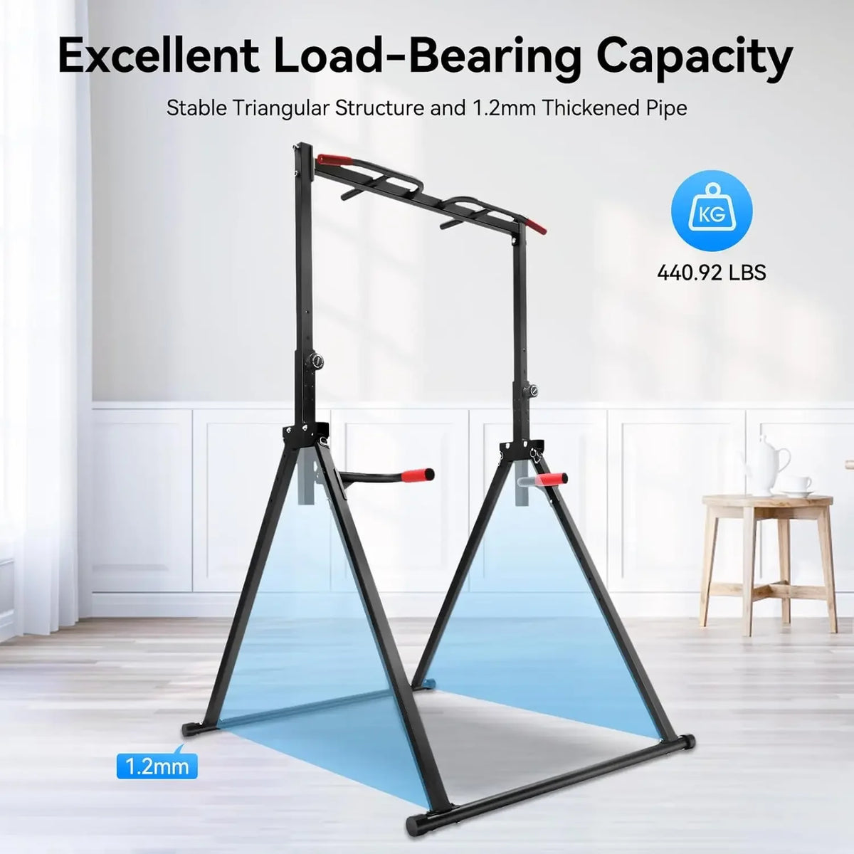Height Adjustable Free Standing Pull Up Bar Dip Power Tower