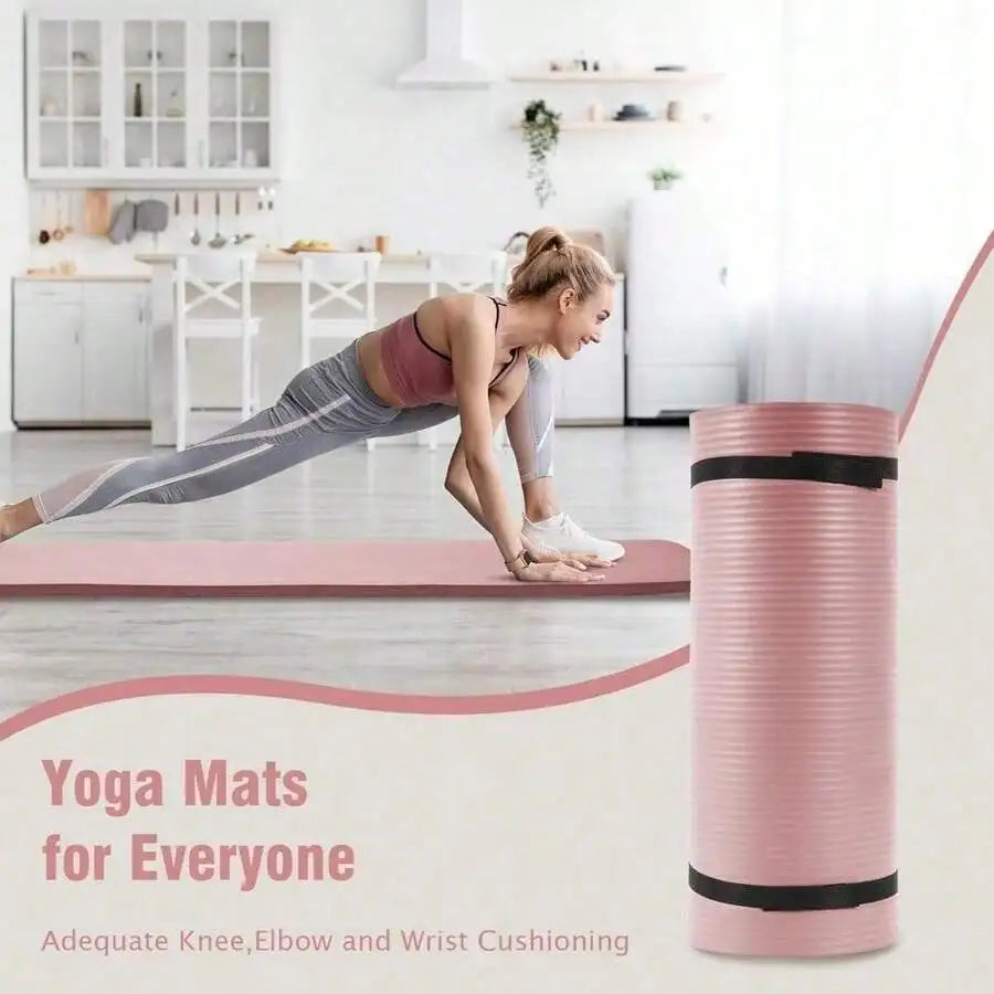 High Density Non Slip Exercise Mat With Carry Strap Pilates