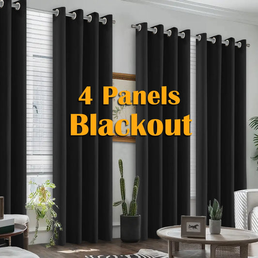 Premium Blackout Curtains With Grommet Top Heat Insulated Window Drapes
