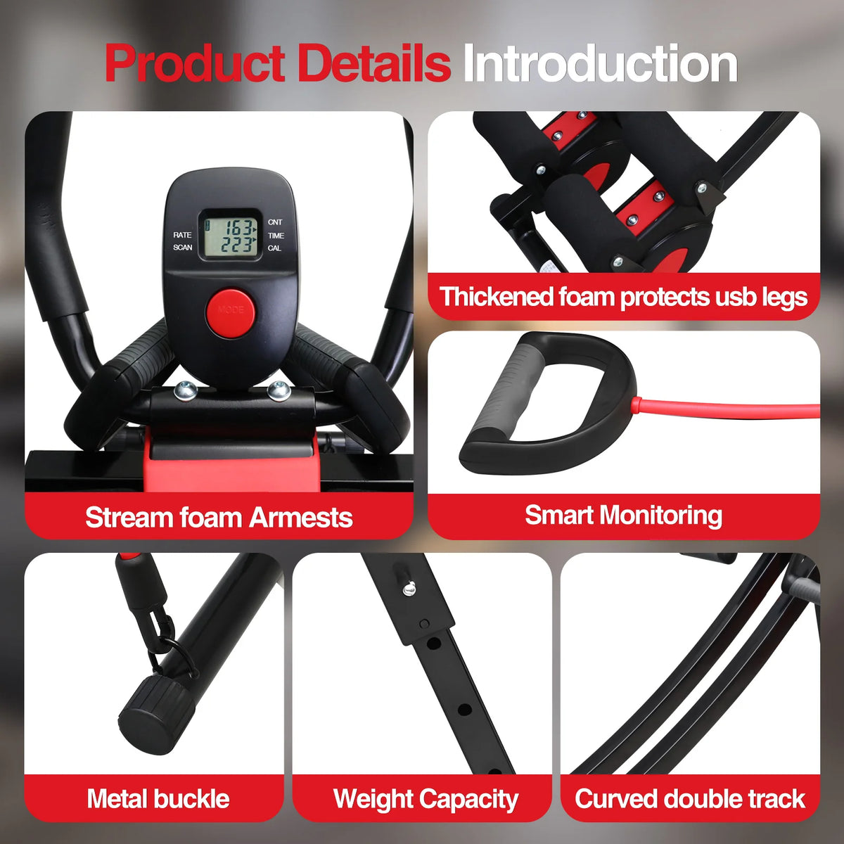 Foldable Adjustable Dual Track Abdominal Cruncher With Resistance Bands
