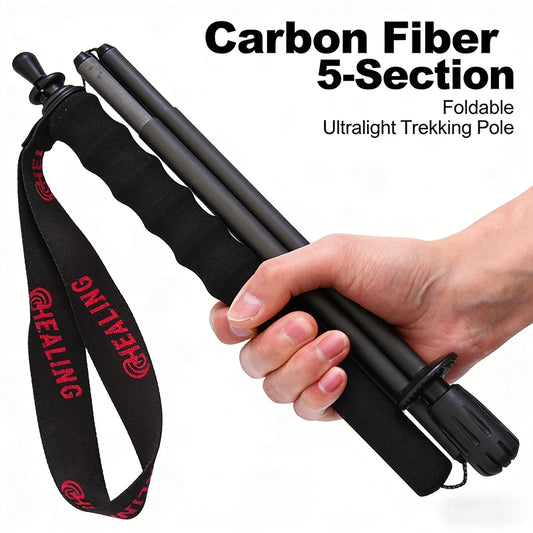 Okhealing Carbon Fiber Trekking Poles Antishock Foldable Hiking Sticks