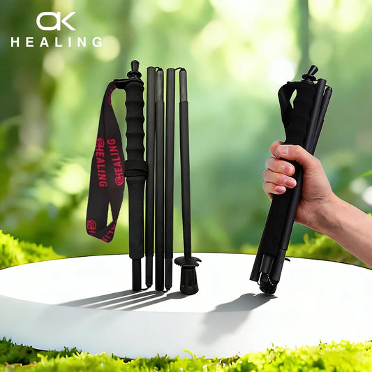 Okhealing Carbon Fiber Foldable Antishock Trekking Poles For Outdoor Hiking