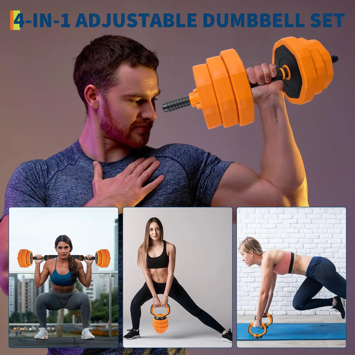 Adjustable Dumbbells 4 In 1 Home Gym Free Weight Set