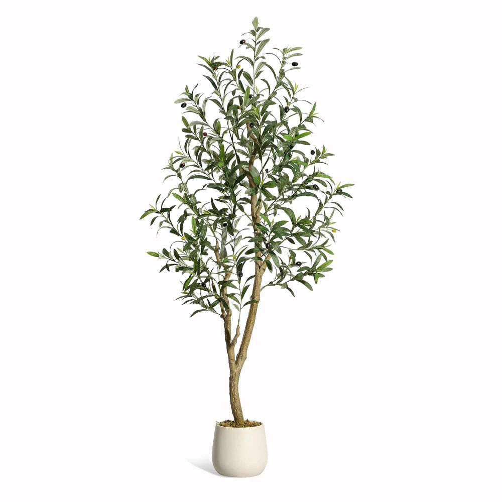 HiMISS Olive Trees Artificial Indoor Faux Silk Plant Potted in Planter