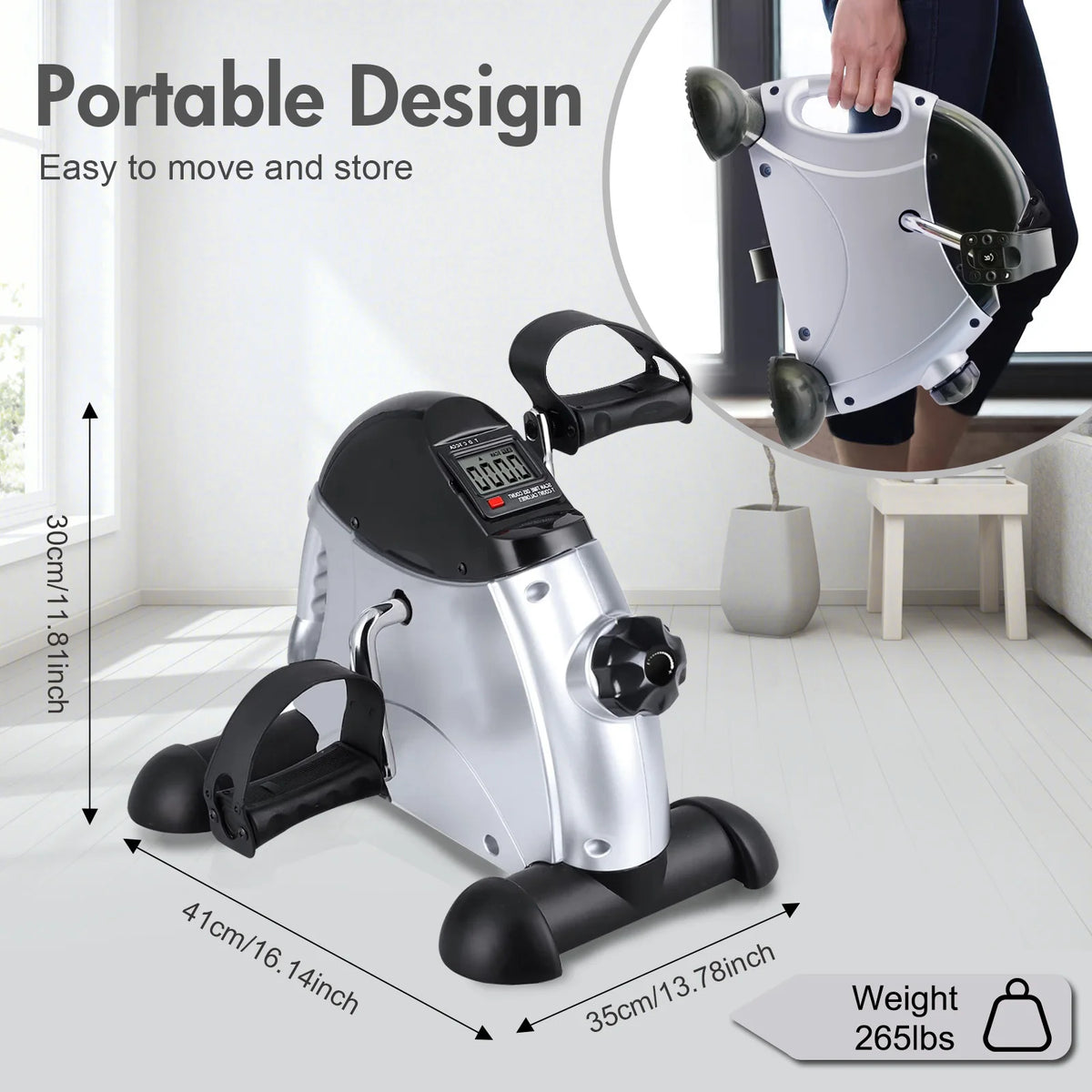 Mini Under Desk Pedal Exerciser With LCD Display For Home
