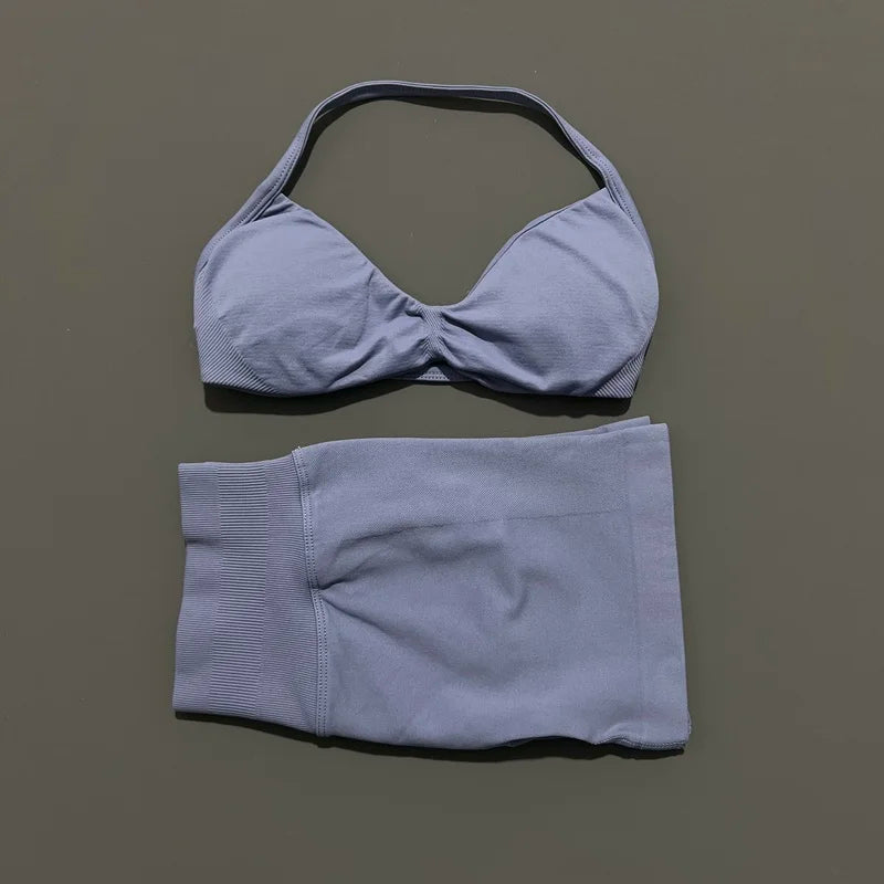 Histello Women Seamless Two Piece Yoga Gym Fitness Set