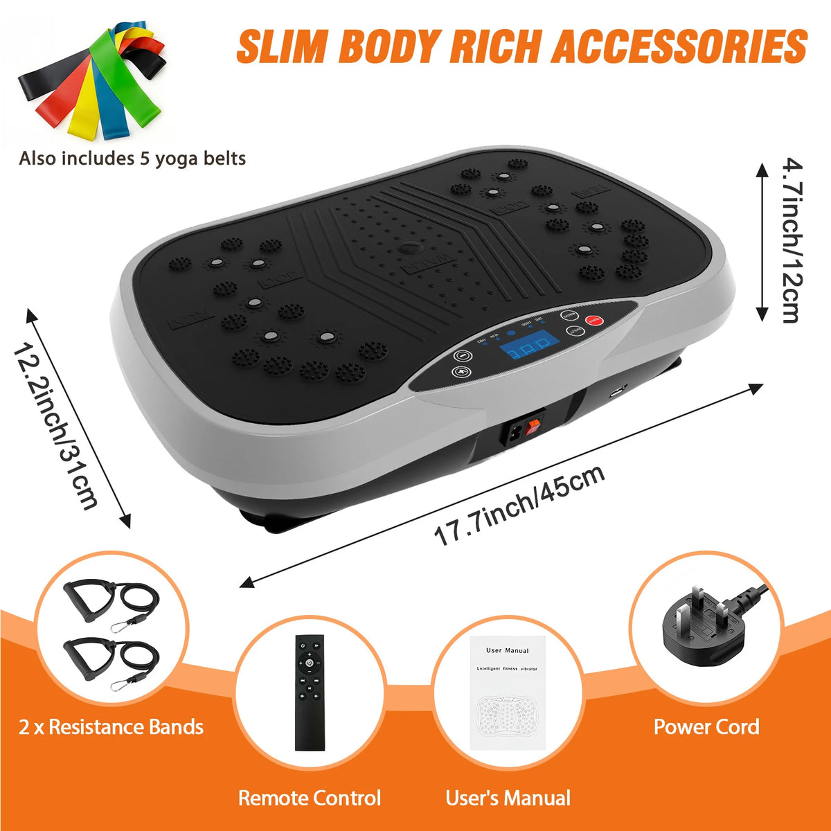 Portable Vibration Plate Exercise Machine With Bluetooth Bands And Yoga Straps