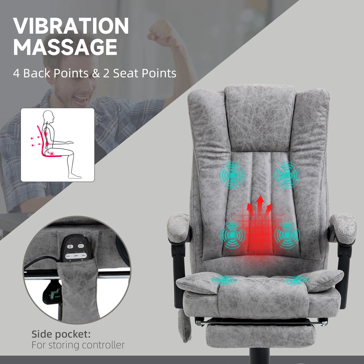 Massage Office Chair With Heat And Six Point Massage, Adjustable