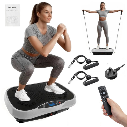 Portable Vibration Plate Exercise Machine With Bluetooth Bands And Yoga Straps