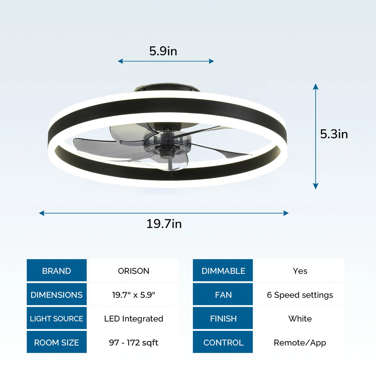 Orison Modern Indoor Ceiling Fan With Remote Control