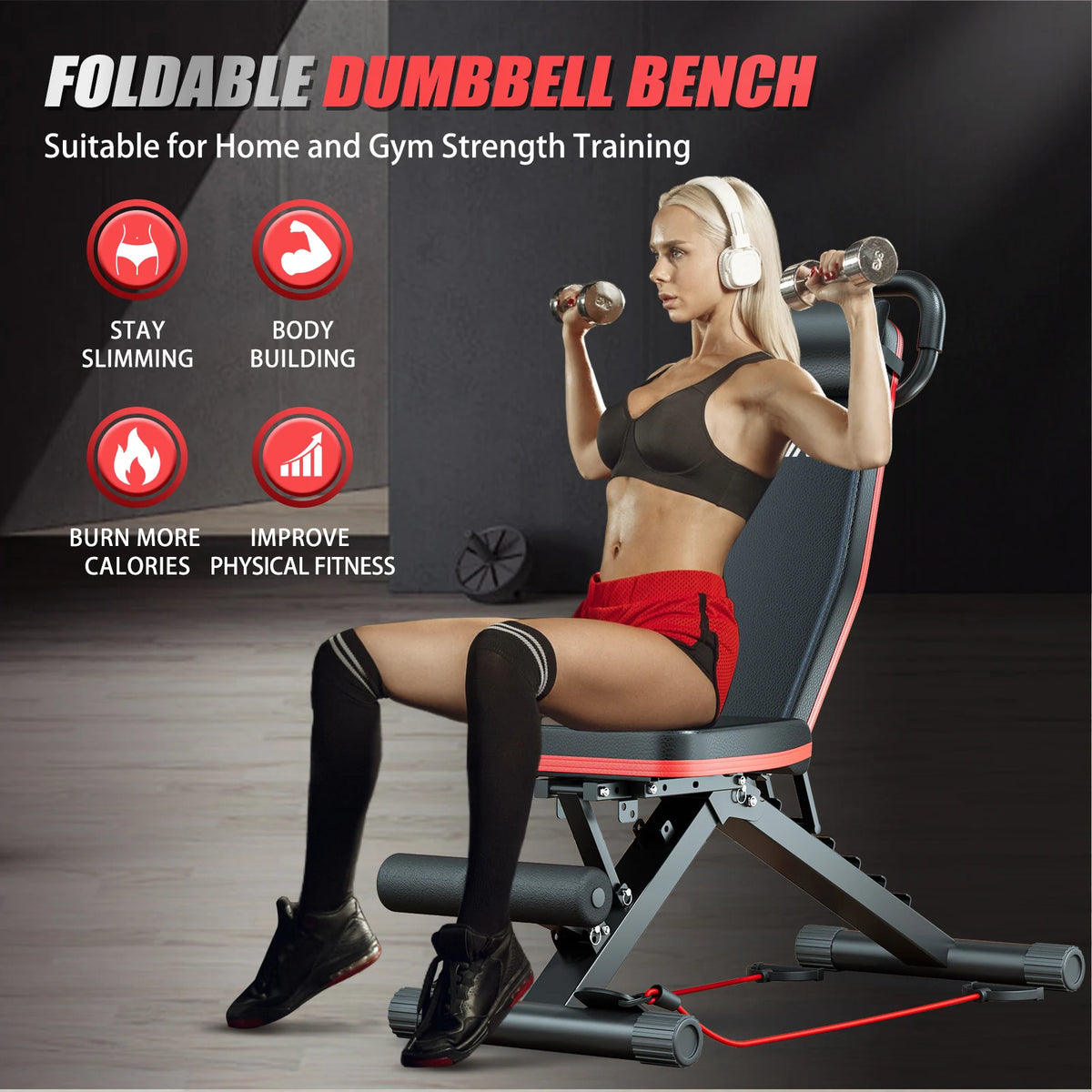 Foldable Pre Assembled Dumbbell Bench With Adjustable Levels
