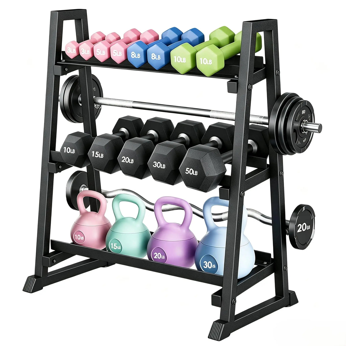 Heavy Duty Three Tier Dumbbell Rack Steel Weight Stand