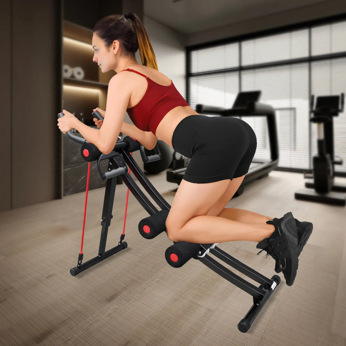 Foldable Ab Machine For Home Gym Core Abdominal Trainer LCD Display Max 440lbs