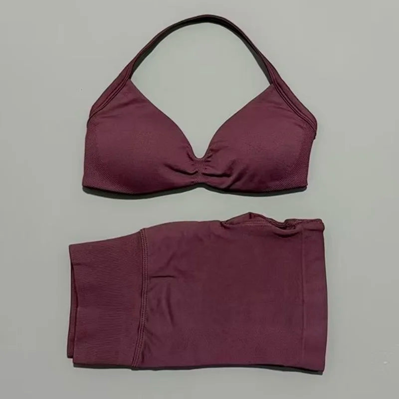 Histello Women Seamless Two Piece Yoga Gym Fitness Set