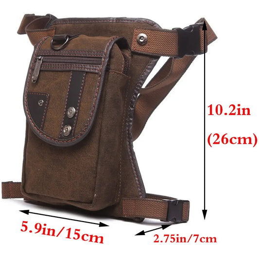 Canvas Drop Leg Bag Men Thigh Fanny Pack For Motorcycle
