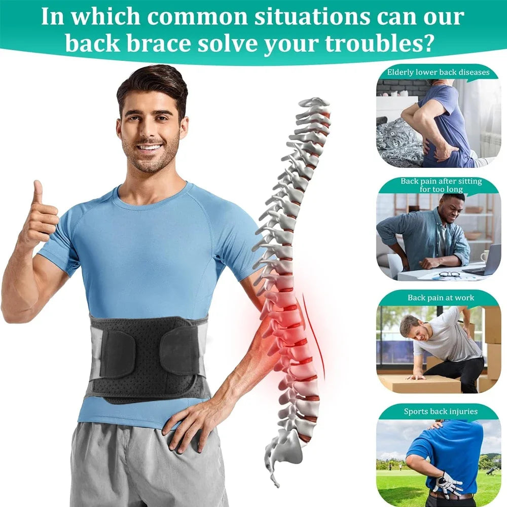 Breathable Lumbar Support Belt With Adjustable Straps Relieves Back Pain