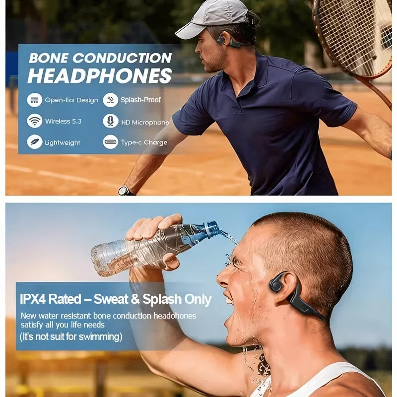 Wireless Bone Conduction Headphones With Microphone And Bluetooth 5.3