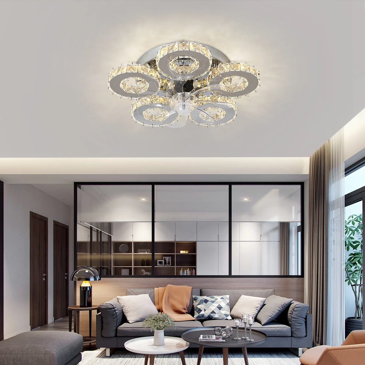 VETRULUS Luxury Crystal Ceiling Fan With Smart App Remote