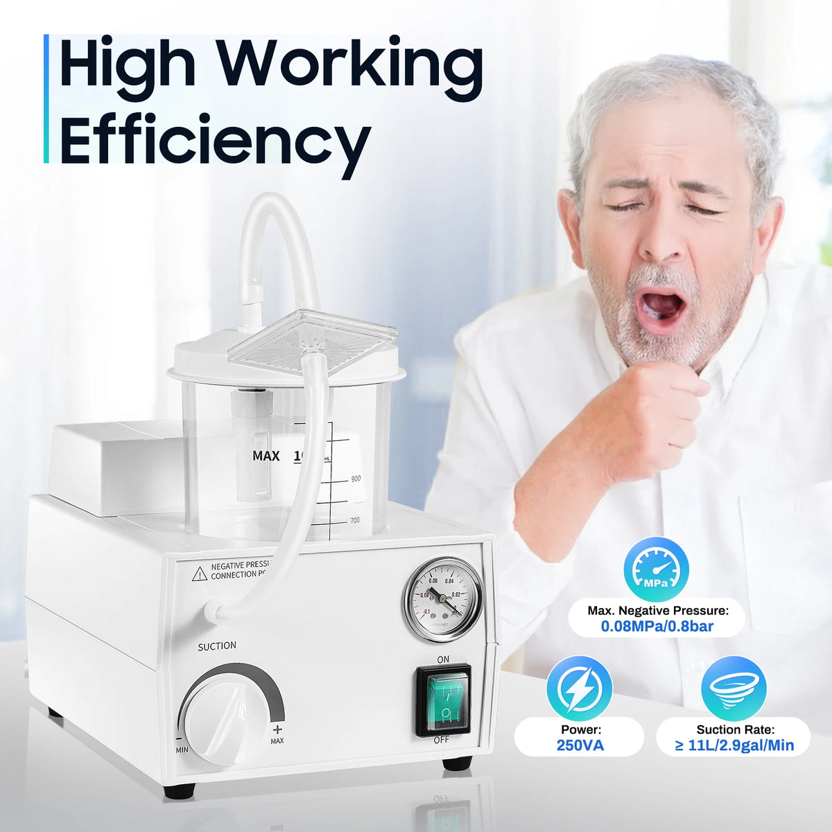 Portable Electric Suction Aspirator For Throat Secretion Removal