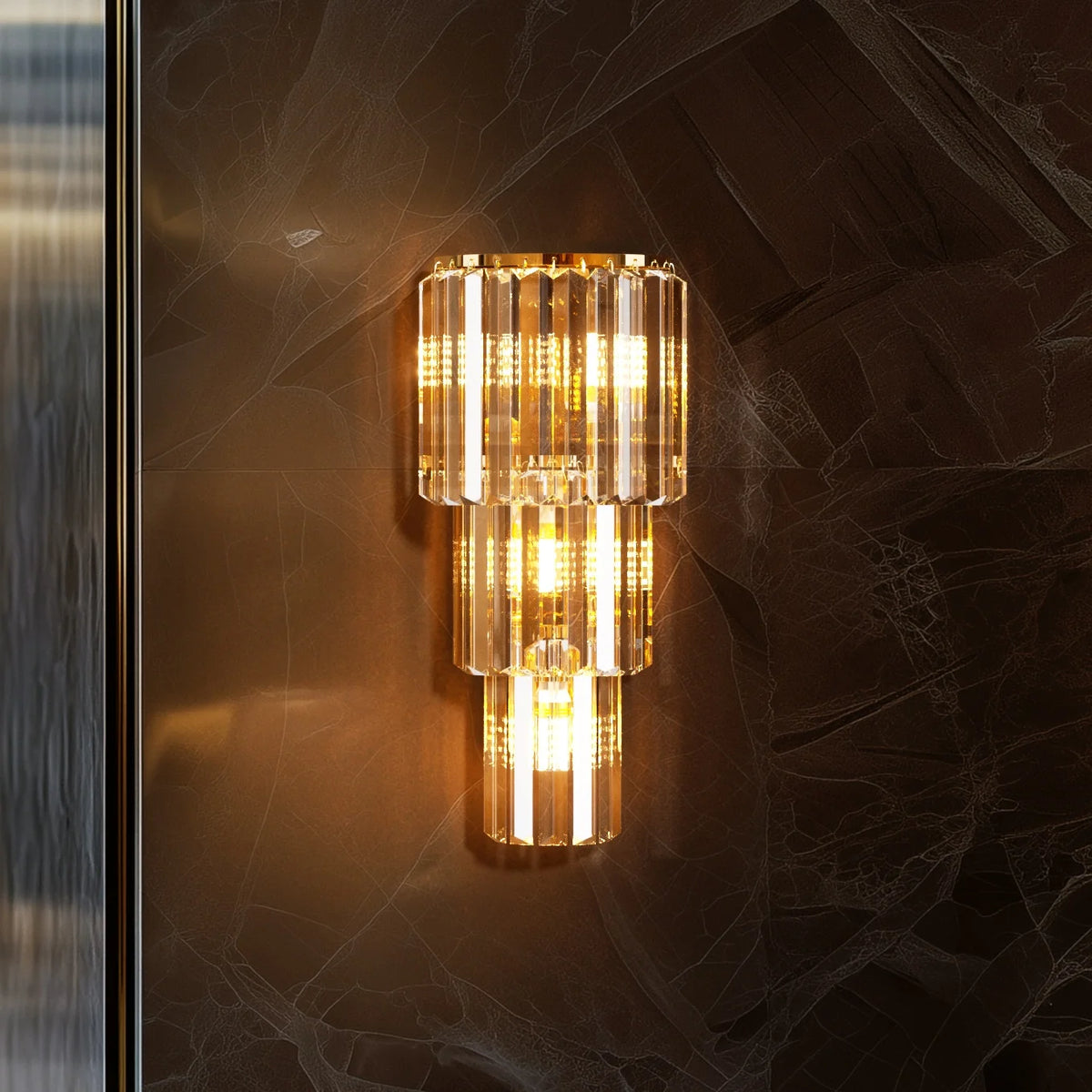 Modern Crystal Wall Lamp 3 Layer Sconce Light E14 LED