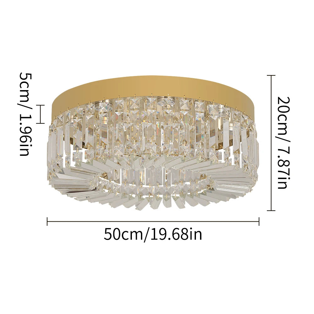 VETRULUS Gold Crystal Ceiling Lamp Modern LED Chandelier For Living Room