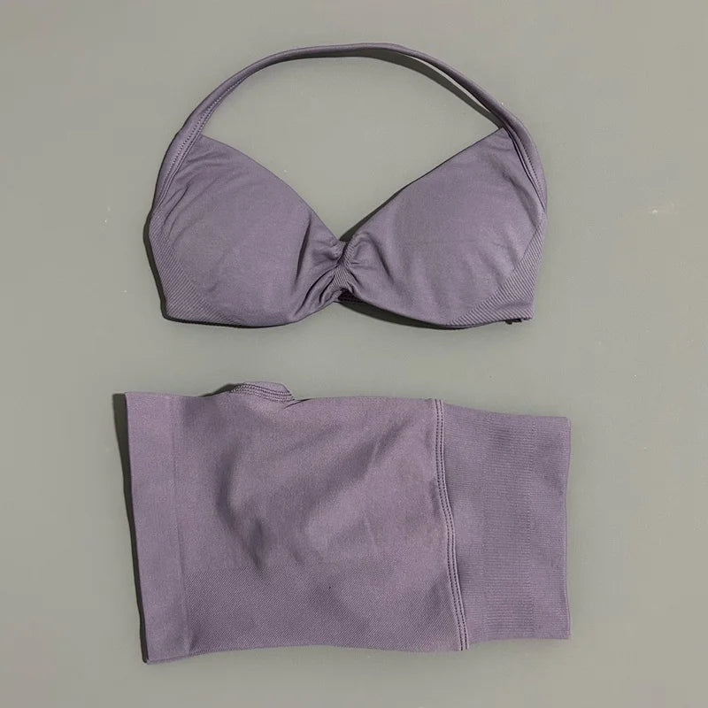Histello Women Seamless Two Piece Yoga Gym Fitness Set