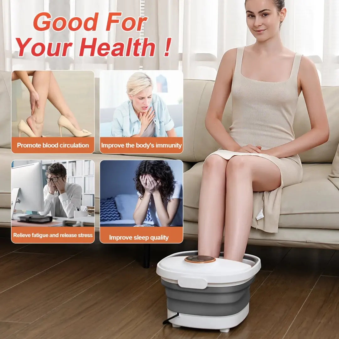 Collapsible Foot Spa Massager Electric Foldable Soaker Tub Remote Control