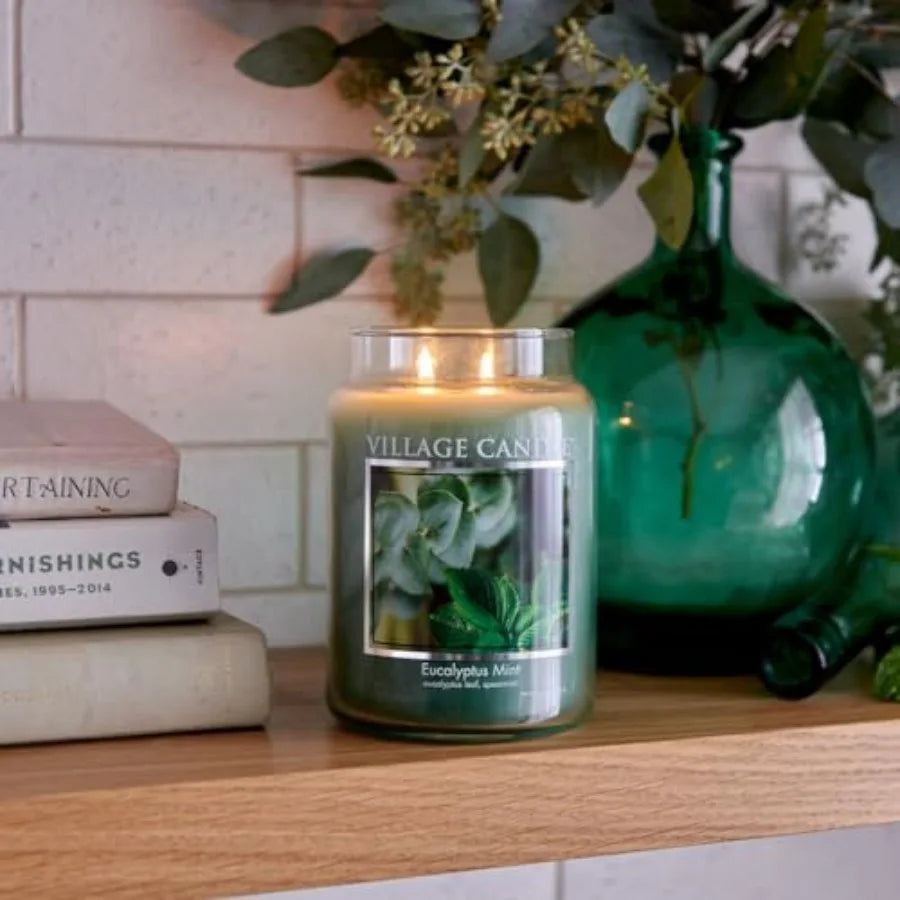 Eucalyptus Mint Large Glass Apothecary Jar Scented Candle, 21.25 oz, Green