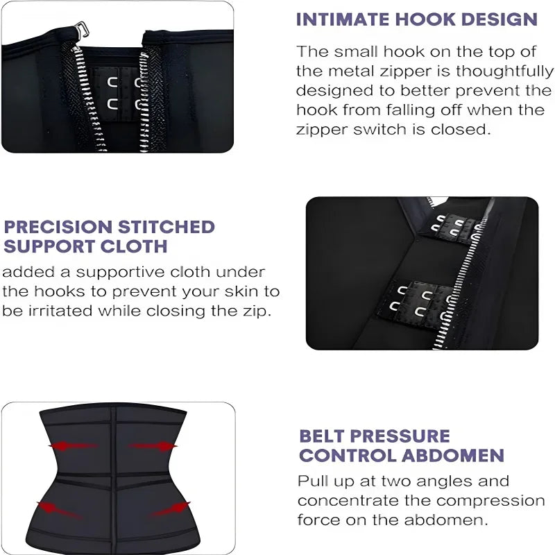 High Compression Zipper Corset Waist Trainer Body Shaper