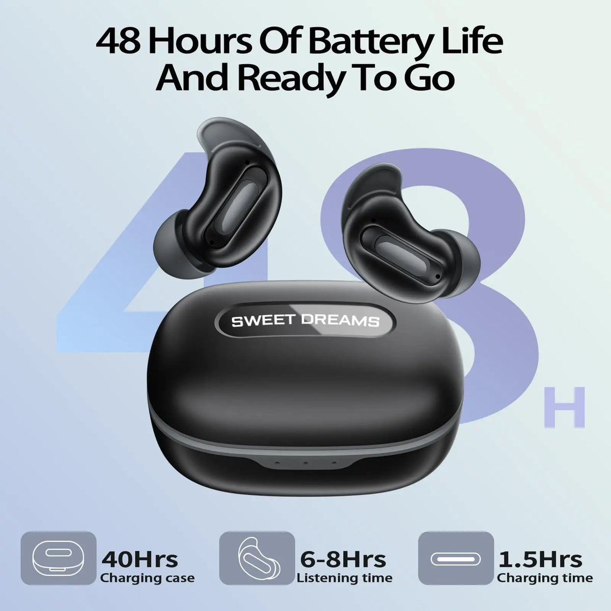Kuizil Mini Sleep Earbuds ANC Noise Canceling Bluetooth 48H Battery