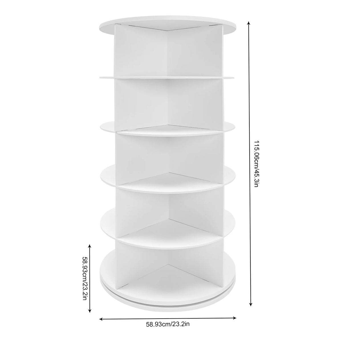 5-Tier Rotating Shoe Rack| Spinning Shoe Organizer| White PVC Large Capacity 20-Pairs Shoe Tower for Home Organization