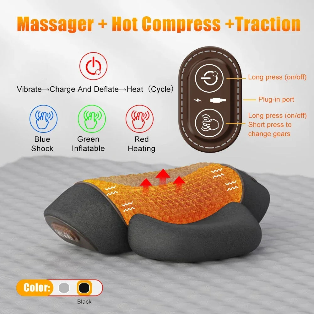 Paquin Heated Neck Massager Pillow With Traction And Shoulder Relief