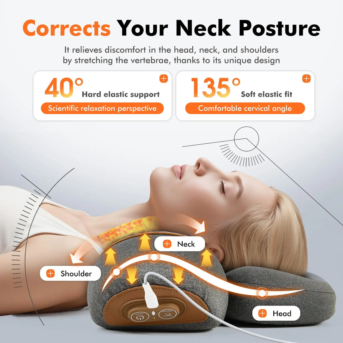 Paquin Heated Neck Massager Pillow With Traction And Shoulder Relief