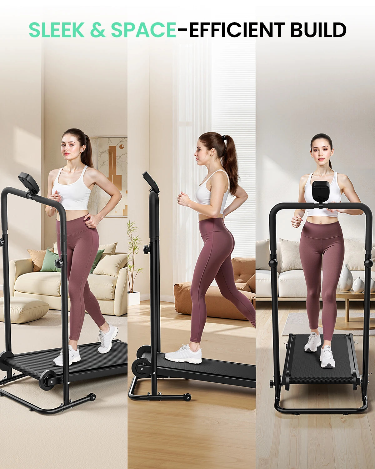 Akluer Motorless Treadmill With Adjustable Incline And LCD Display