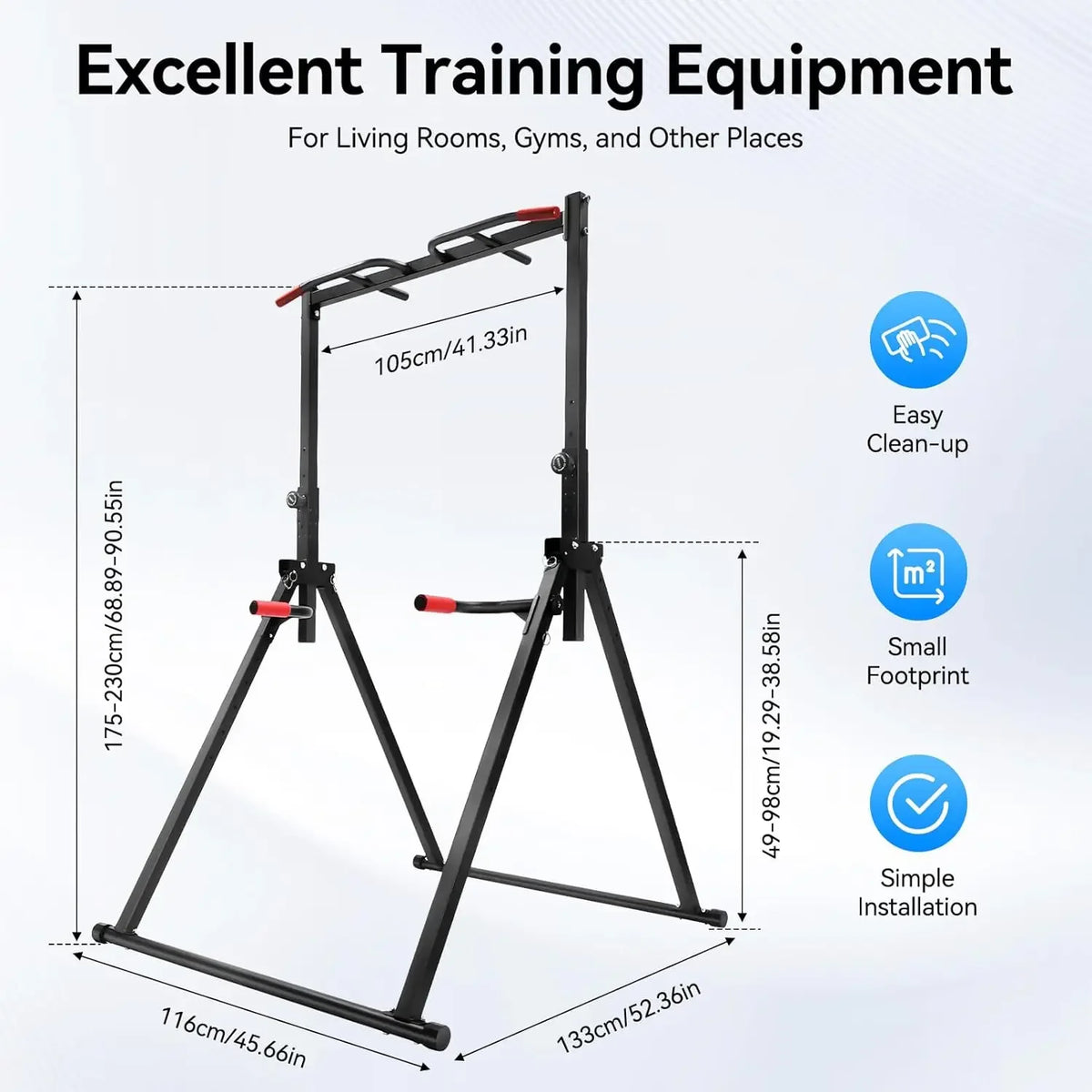 Height Adjustable Free Standing Pull Up Bar Dip Power Tower