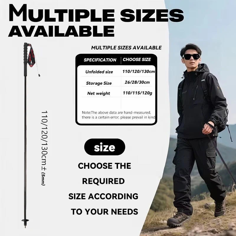Okhealing Carbon Fiber Foldable Antishock Trekking Poles For Outdoor Hiking