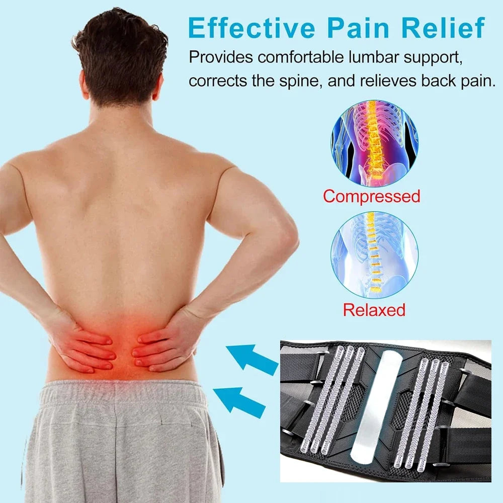 Breathable Lumbar Support Belt With Adjustable Straps Relieves Back Pain