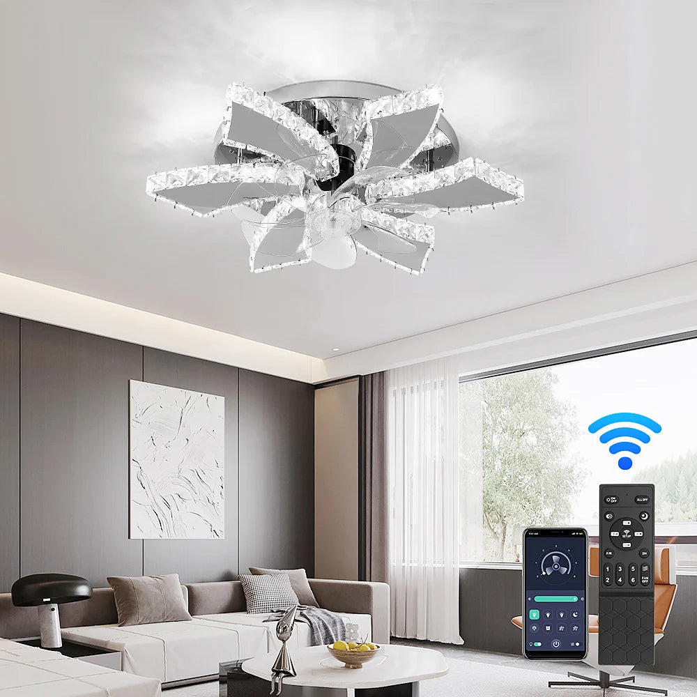 VETRULUS Luxury Crystal Ceiling Fan With Smart App Remote