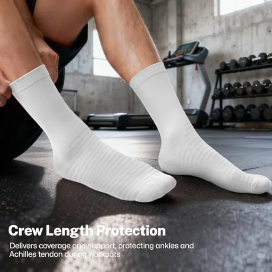 PAPLUS Athletic Crew Compression Socks 6 Pairs for Men and Women, Running Socks With Arch Support