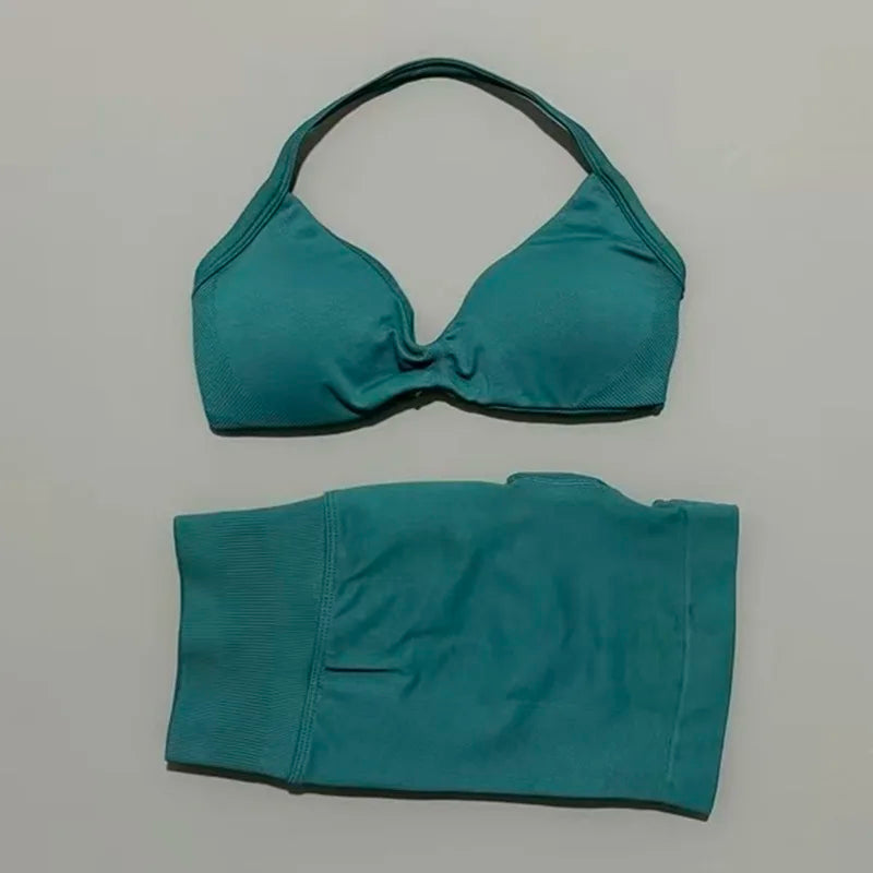 Histello Women Seamless Two Piece Yoga Gym Fitness Set