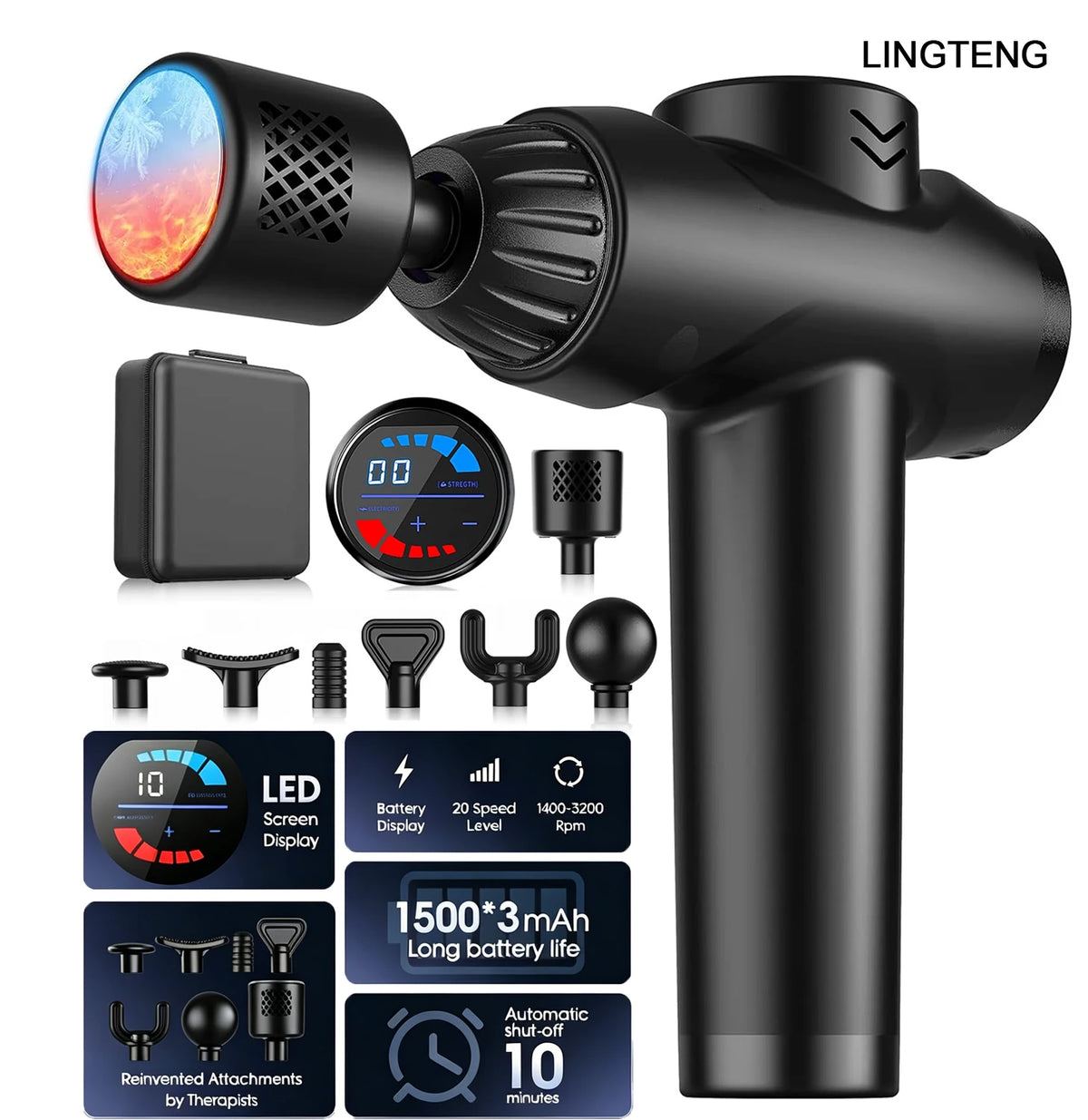 LINGTENG Massage Gun With Hot And Cold Functions Deep Tissue